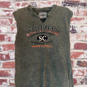 Rugged, Retro Mens Myrtle Beach Sleeveless T-Shirt Size M